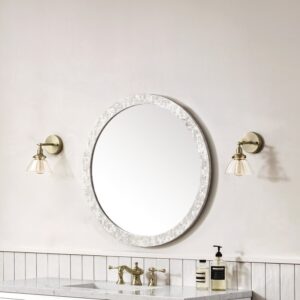 James Martin 725-MR30-MOP Callie 30 Inch Round Bathroom Mirror - White Mother of Pearl