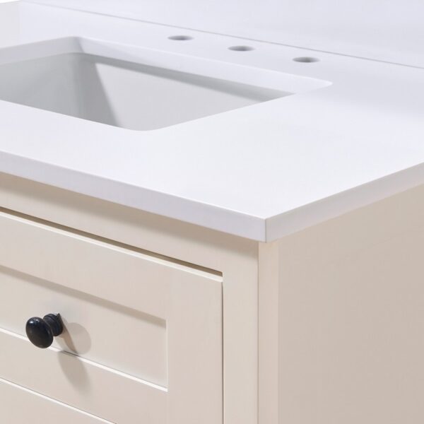 Altair 73037-CTP-SW Andalo 37 Inch Stone Effects Vanity Top with White Sink - Snow White