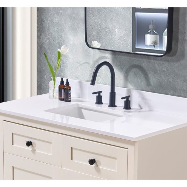 Altair 73043-CTP-SW Andalo 43 Inch Stone Effects Vanity Top with White Sink - Snow White