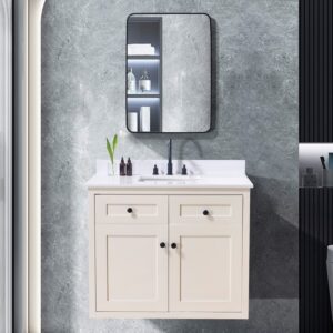 Altair 73043-CTP-SW Andalo 43 Inch Stone Effects Vanity Top with White Sink - Snow White