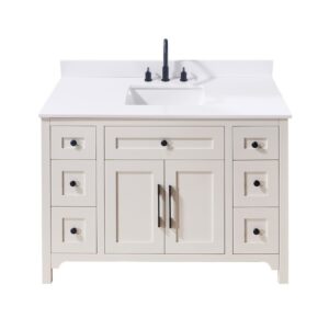 Altair 73049-CTP-SW Andalo 49 Inch Stone Effects Vanity Top with White Sink - Snow White