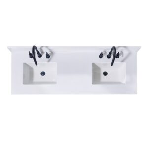 Altair 73061-CTP-SW Andalo 61 Inch Stone Effects Vanity Top with Double White Sink - Snow White