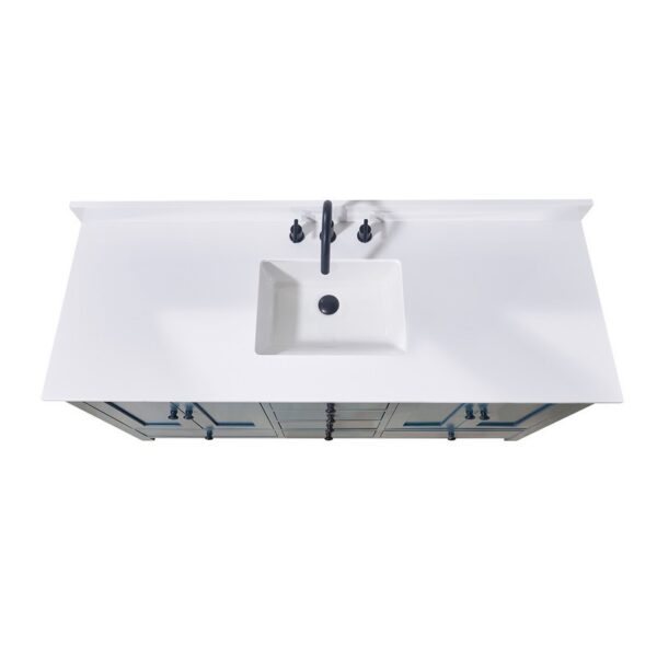 Altair 73061S-CTP-SW Andalo 61 Inch Stone Effects Vanity Top with Single White Sink - Snow White