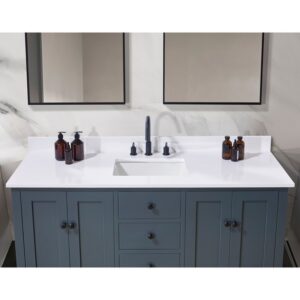 Altair 73061S-CTP-SW Andalo 61 Inch Stone Effects Vanity Top with Single White Sink - Snow White