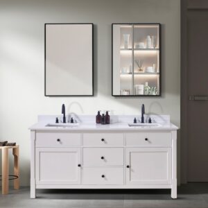 Altair 73073-CTP-SW Andalo 73 Inch Stone Effects Vanity Top with White Sink - Snow White