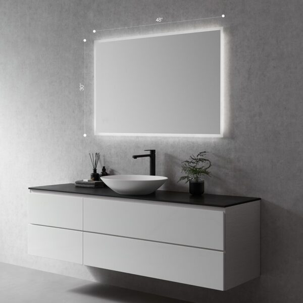 Altair 747048-LED-NF Cassano 48 Inch Rectangle Frameless Modern Bathroom Vanity LED Lighted Wall Mirror