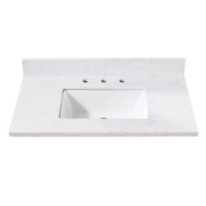 Altair 75037-CTP-AW Oderzo 37 Inch Stone Effects Vanity Top with White Sink - Aosta White