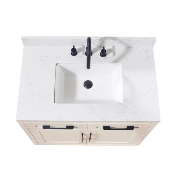 Altair 75037-CTP-AW Oderzo 37 Inch Stone Effects Vanity Top with White Sink - Aosta White