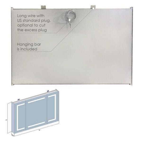 Altair 760048-LED-MC Bojano 48 Inch Rectangle Frameless Surface-Mount or Recessed LED Lighted Bathroom Medicine Cabinet