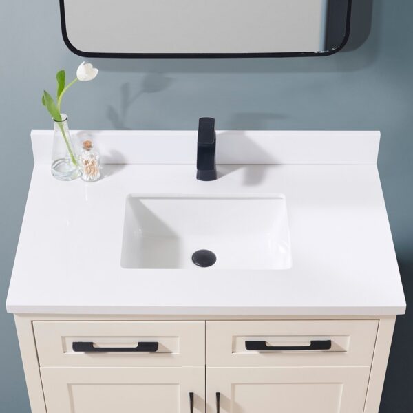 Altair 76037-CTP-SW Caorle 37 Inch Stone Effects Vanity Top with White Sink - Snow White