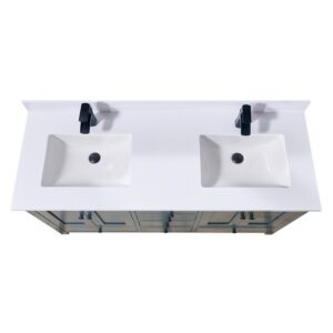 Altair 76061-CTP-SW Caorle 61 Inch Stone Effects Vanity Top with Double White Sink - Snow White