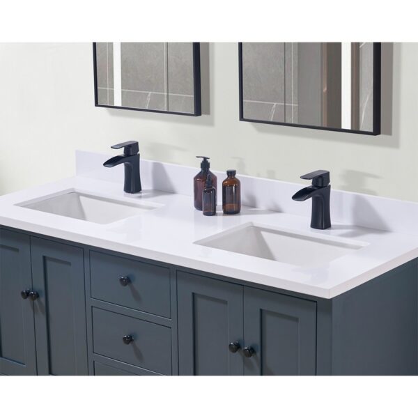 Altair 76061-CTP-SW Caorle 61 Inch Stone Effects Vanity Top with Double White Sink - Snow White