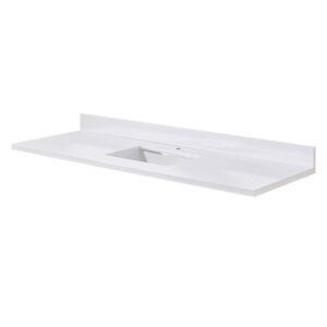 Altair 76061S-CTP-SW Caorle 61 Inch Stone Effects Vanity Top with Single White Sink - Snow White