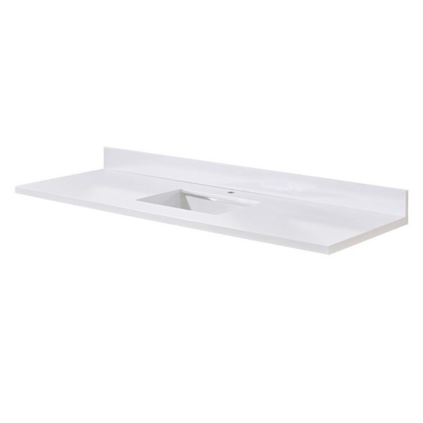 Altair 76061S-CTP-SW Caorle 61 Inch Stone Effects Vanity Top with Single White Sink - Snow White