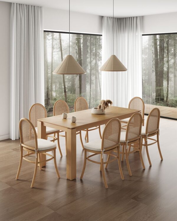 Manhattan Comfort 9-Piece Rockaway Modern 70.86 Solid Wood Dining Set in Nature with 8 Paragon 1.0 Dining Chairs