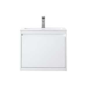 James Martin 801V23.6GWGW Milan 23.6 Inch Single Vanity Cabinet in Glossy White with Glossy White Composite Top