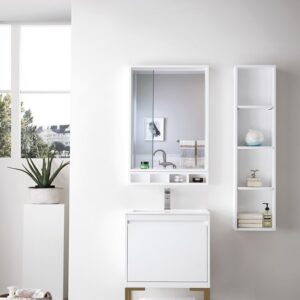 James Martin 801V23.6GWRGDGW Milan 23 5/8 Inch Single Vanity Cabinet with Glossy White Composite Top - Glossy White