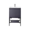 James Martin 801V23.6MGGMBKGW Milan 23.6 Inch Single Vanity Cabinet in Modern Grey Glossy and Matte Black with Glossy White Composite Top