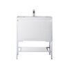 James Martin 801V31.5GWGWGW Milan 31.5 Inch Single Vanity Cabinet in Glossy White and Glossy White with Glossy White Composite Top