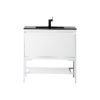 James Martin 801V35.4GWGWCHB Milan 35.4 Inch Single Vanity Cabinet in Glossy White and Glossy White with Charcoal Black Composite Top