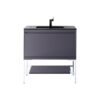 James Martin 801V35.4MGGGWCHB Milan 35.4 Inch Single Vanity Cabinet in Modern Grey Glossy and Glossy White with Charcoal Black Composite Top