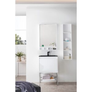 James Martin 803-M23.6-GW Milan 23.6 Inch Rectangular Cube Mirror in Glossy White