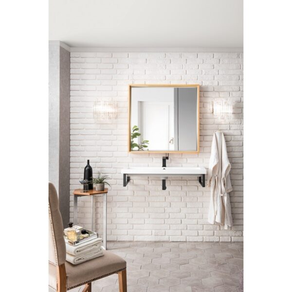 James Martin 803-M35.4-NTA Milan 35.4 Inch Square Cube Mirror in Natural Ash