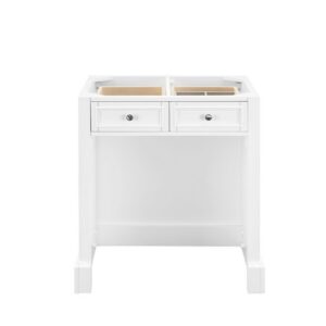 James Martin 825-CU30-BW-3EJP De Soto 32 Inch Countertop Unit/Make-up Counter in Bright White with 3 cm Eternal Jasmine Pearl Quartz Top