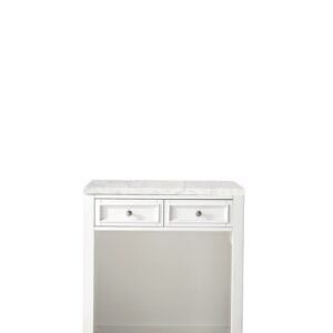 James Martin 825-CU30-BW-3EJP De Soto 32 Inch Countertop Unit/Make-up Counter in Bright White with 3 cm Eternal Jasmine Pearl Quartz Top