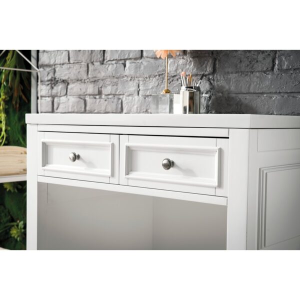 James Martin 825-CU30-BW-3WZ De Soto 31 3/8 Inch Countertop Unit in Bright White with 3cm White Zeus Quartz Top