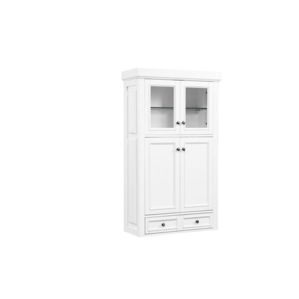 James Martin 825-H30-BW De Soto 32 Inch Double Tower Hutch in Bright White