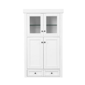 James Martin 825-H30-BW De Soto 32 Inch Double Tower Hutch in Bright White