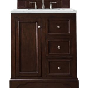 James Martin 825-V30-BNM-3ENC De Soto 31 1/4 Inch Single Vanity Cabinet with Ethereal Noctis Quartz Top - Burnished Mahogany