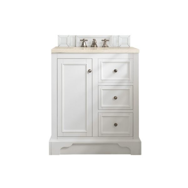 James Martin 825-V30-BW-3EMR De Soto 30 Inch Single Vanity in Bright White with 3 CM Eternal Marfil Quartz Top