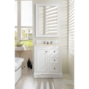 James Martin 825-V30-BW-3EMR De Soto 30 Inch Single Vanity in Bright White with 3 CM Eternal Marfil Quartz Top