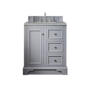 James Martin 825-V30-SL-3ESR De Soto 30 Inch Single Vanity in Silver Gray with 3 CM Eternal Serena Quartz Top