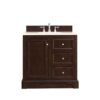 James Martin 825-V36-BNM-3EMR De Soto 36 Inch Single Vanity in Burnished Mahogany with 3 CM Eternal Marfil Quartz Top