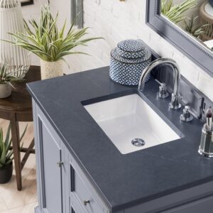 James Martin 825-V36-SL-3CSP De Soto 37 Inch Single Vanity in Silver Gray with 3 cm Charcoal Soapstone Quartz Top with Sink