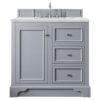 James Martin 825-V36-SL-3ENC De Soto 37 1/4 Inch Single Vanity Cabinet with Ethereal Noctis Quartz Top - Silver Gray