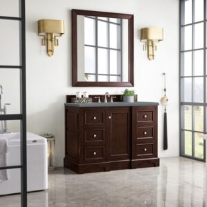 James Martin 825-V48-BNM-3CBL De Soto 49 1/4 Inch Single Vanity Cabinet with Cala Blue Quartz Top - Burnished Mahogany