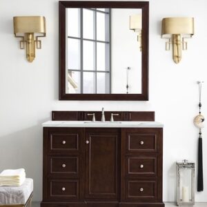 James Martin 825-V48-BNM-3ENC De Soto 49 1/4 Inch Single Vanity Cabinet with Ethereal Noctis Quartz Top - Burnished Mahogany