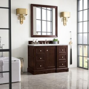 James Martin 825-V48-BNM-3ENC De Soto 49 1/4 Inch Single Vanity Cabinet with Ethereal Noctis Quartz Top - Burnished Mahogany