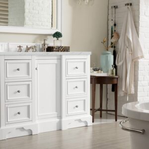 James Martin 825-V48-BW-3ENC De Soto 49 1/4 Inch Single Vanity Cabinet with Ethereal Noctis Quartz Top - Bright White