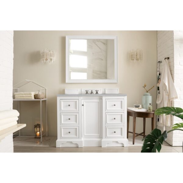 James Martin 825-V48-BW-3ESR De Soto 48 Inch Single Vanity in Bright White with 3 CM Eternal Serena Quartz Top