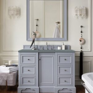 James Martin 825-V48-SL-3CBL De Soto 49 1/4 Inch Single Vanity Cabinet with Cala Blue Quartz Top - Silver Gray