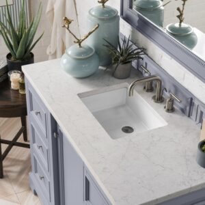 James Martin 825-V48-SL-3EJP De Soto 49 Inch Single Vanity in Silver Gray with 3 cm Eternal Jasmine Pearl Quartz Top with Sink