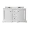 James Martin 825-V60D-BW-3ENC De Soto 61 1/4 Inch Double Vanity Cabinet with Ethereal Noctis Quartz Top - Bright White