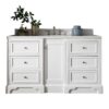 James Martin 825-V60S-BW-3CAR De Soto 61 Inch Single Vanity in Bright White with 3 cm Carrara Marble Top