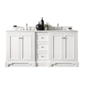 James Martin 825-V72-BW-3CAR De Soto 73 Inch Double Vanity in Bright White with 3 cm Carrara Marble Top