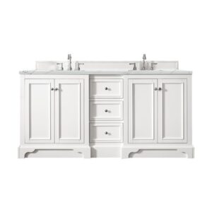 James Martin 825-V72-BW-3ENC De Soto 73 1/4 Inch Double Vanity Cabinet with Ethereal Noctis Quartz Top - Bright White